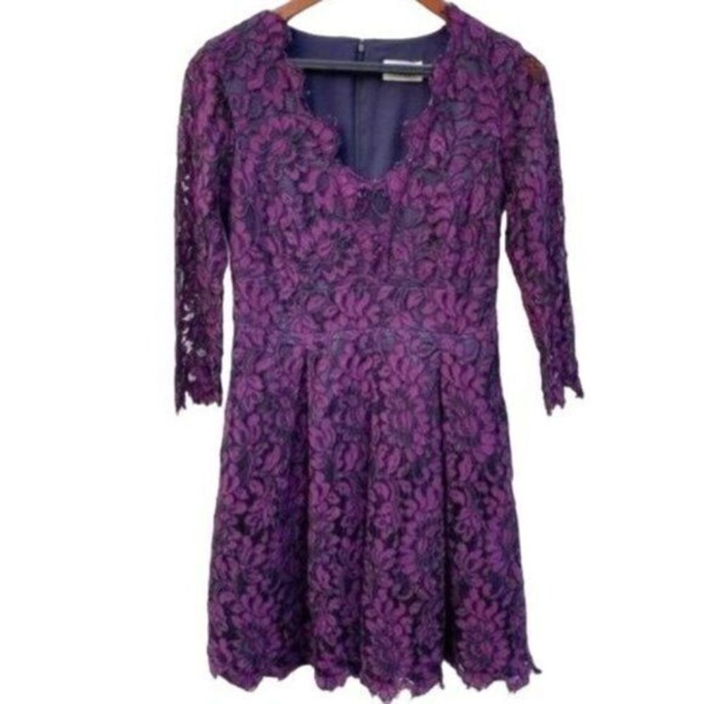 Eliza J Floral Cutout Purple Lace Dress